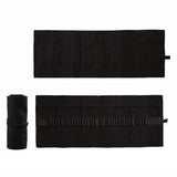 12 Holes Pure Black Handmade Canvas Roll Pen Bag Large Capacity Boy And Girl Sketch Color Pencil Curtain, 12 Holes, 24 Holes, 36 Holes, 48 Holesk, 72 Holes, 108 Holes