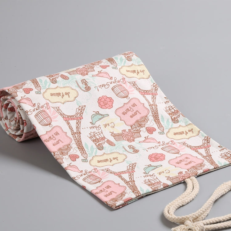 Tower Canvas Handmade Pen Curtain Roll Pen Bag Sketch Color Pencil Bag, 12 Holes, 24 Holes, 36 Holes, 48 Holes, 72 Holes