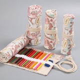 Tower Canvas Handmade Pen Curtain Roll Pen Bag Sketch Color Pencil Bag, 12 Holes, 24 Holes, 36 Holes, 48 Holes, 72 Holes