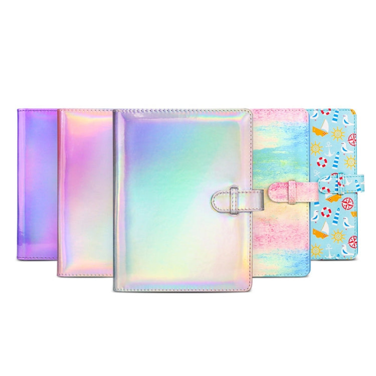 3-Inch 128-Piece PU Photo Album Laser Symphony Mini Digital Photo Storage, Illusion Silver, Illusion Pink, Illusion Purple, Oil, Air-sea Anchor