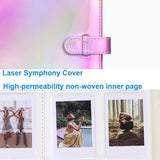 3-Inch 128-Piece PU Photo Album Laser Symphony Mini Digital Photo Storage, Illusion Silver, Illusion Pink, Illusion Purple, Oil, Air-sea Anchor