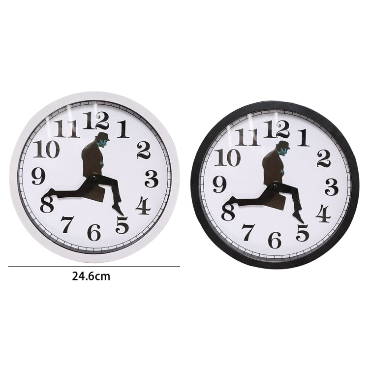 Walking Clock Businessman Briefcase Glass Wall Clock Personality Clock Decoration Round Clock, White, Black