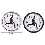 Walking Clock Businessman Briefcase Glass Wall Clock Personality Clock Decoration Round Clock, White, Black