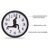Walking Clock Businessman Briefcase Glass Wall Clock Personality Clock Decoration Round Clock, White, Black