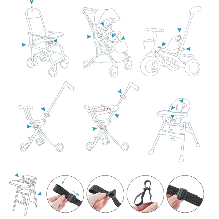 Baby Dining Chair Stroller Safety Strap Five-Point Type A Version + Fixed Strap + Thick Shoulder Pad + Large Crotch Protector, Black, Red, Pink, Sky Blue, Grey