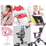 Baby Dining Chair Stroller Safety Strap Five-Point Type A Version + Fixed Strap + Thick Shoulder Pad + Large Crotch Protector, Black, Red, Pink, Sky Blue, Grey