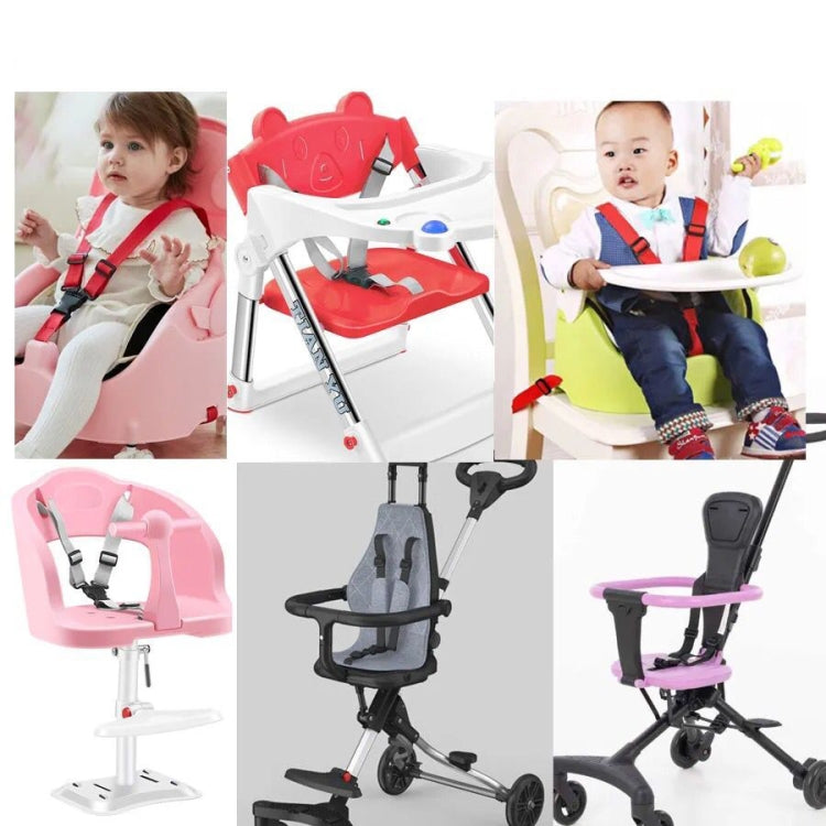 Baby Dining Chair Stroller Safety Strap Five-Point Type A Version + Fixed Strap + Thick Shoulder Pad + Large Crotch Protector, Black, Red, Pink, Sky Blue, Grey