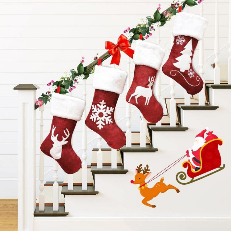 Embroidered Christmas Stocking Pendant Candy Gift Bag, Style A, Style B, Snowflake, Tree