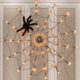 LED Spider Web Lamp with Remote Control Halloween Atmosphere Decoration Props, Power:, USB-in, Battery Box