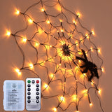 LED Spider Web Lamp with Remote Control Halloween Atmosphere Decoration Props, Power:, USB-in, Battery Box