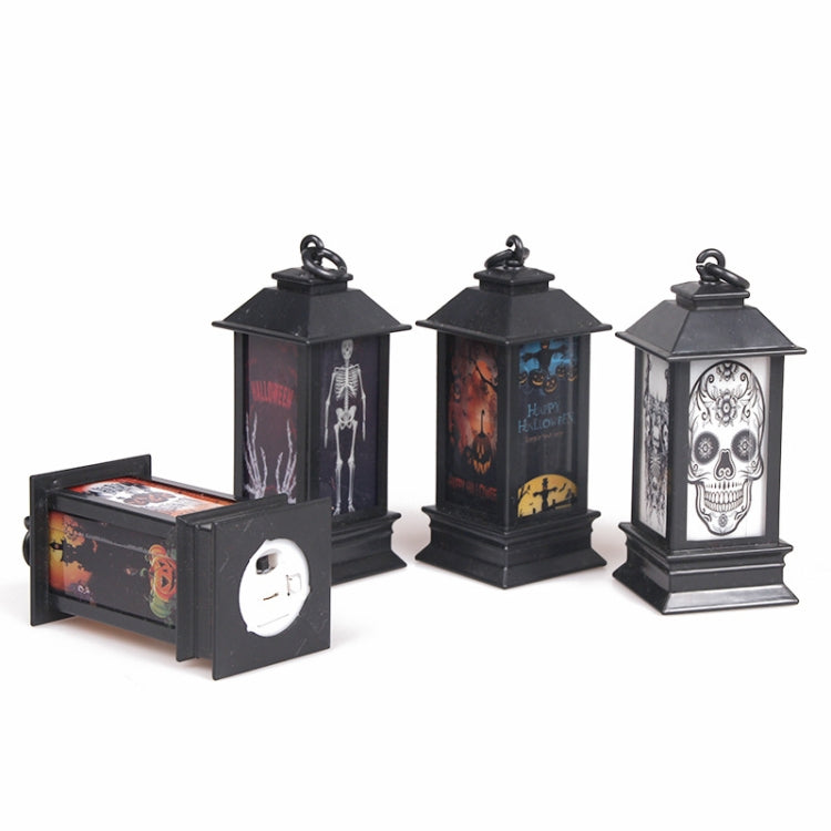 4 PCS Halloween Window Decoration Props Fecoration Small Oil Lamp Wind Lamp Luminous Ornaments, Hooded Pumpkin, Ghost Head, Pumpkin, Ghost