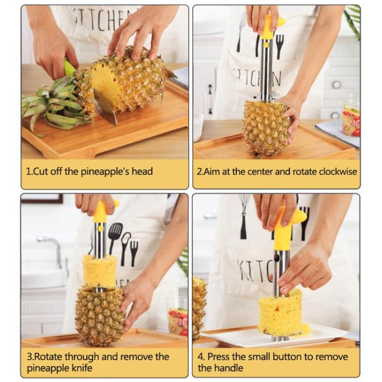 2 PCS Stainless Steel Pineapple Peeler Slicers Fruit Cutter Kitchen Tools, Pineapple Corer Slicer (Black handle), Pineapple Corer Slicer (Yellow handle), Pineapple Corer Slicer (Fruit Green handle)