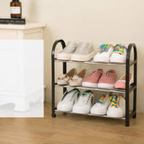 Black Corridor Easy Disassembly Doorway Compartment Iron Floor Shoe Rack, Triple S, Triple L