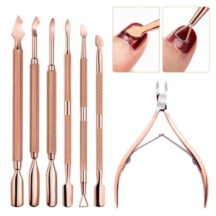 Stainless Steel Rose Gold Double-Headed Steel Push Dead Skin Scissors Nail Set,Style: D501, 01 Big Head, D501