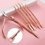 Stainless Steel Rose Gold Double-Headed Steel Push Dead Skin Scissors Nail Set,Style: D501, 01 Big Head, D501