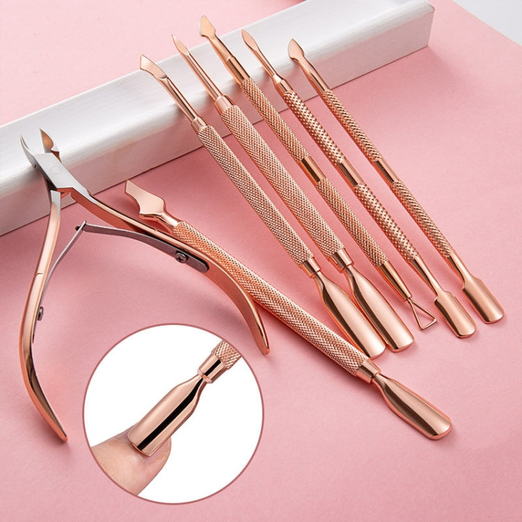 Stainless Steel Rose Gold Double-Headed Steel Push Dead Skin Scissors Nail Set,Style: D501, 01 Big Head, D501