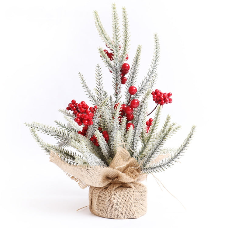 SYAF19 33cm Christmas Decorations Snow PE Mini Christmas Tree Plant, Red Fruit, Pine Cones