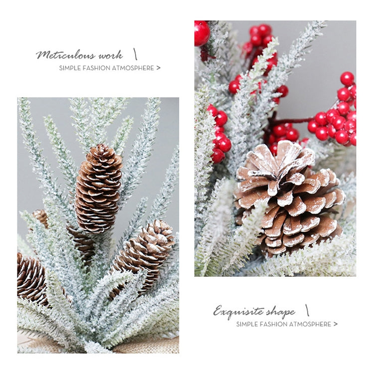 SYAF19 33cm Christmas Decorations Snow PE Mini Christmas Tree Plant, Red Fruit, Pine Cones