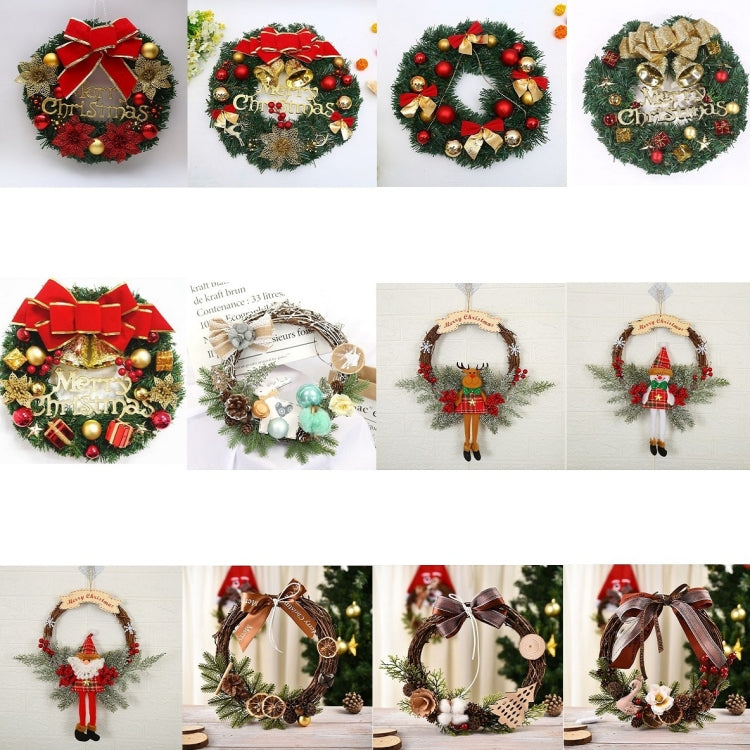 Christmas Decoration Wreath Garland Rattan Door Hanging, Red Flower, Double Clock, Chain, Gold, Double Bell Gift Pack, Big Branch, Old Man, Big Branch, Snowman, Bulls, Swan, Lemon, Cotton