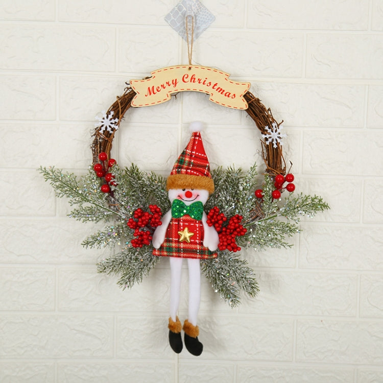 Christmas Decoration Wreath Garland Rattan Door Hanging, Red Flower, Double Clock, Chain, Gold, Double Bell Gift Pack, Big Branch, Old Man, Big Branch, Snowman, Bulls, Swan, Lemon, Cotton