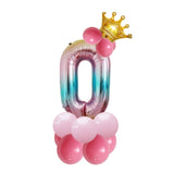 T2001 Birthday Gradient Digital Crown Aluminum Film Balloon Set 0
