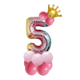 T2001 Birthday Gradient Digital Crown Aluminum Film Balloon Set 5