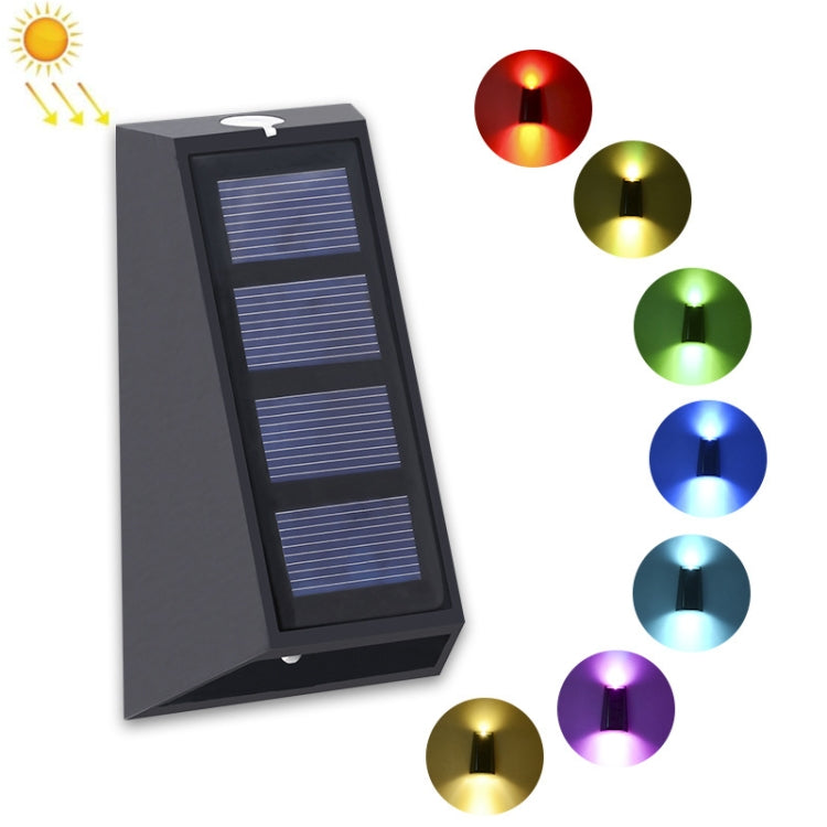 2 PCS N771 Solar Wall Light Up And Down Lights Outdoor Wall Lights Garden Light, Colorful Light, Warm+White Light Colorful Light