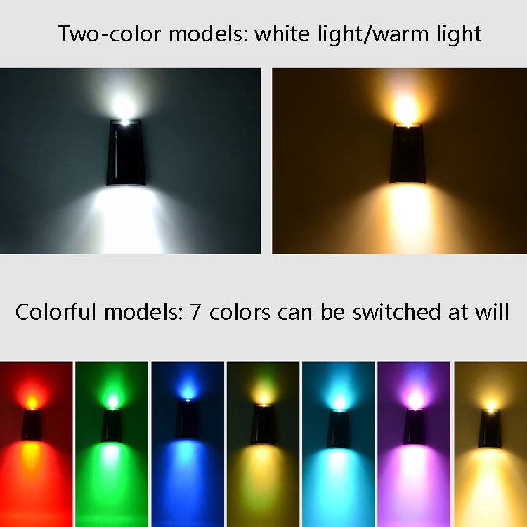 2 PCS N771 Solar Wall Light Up And Down Lights Outdoor Wall Lights Garden Light, Colorful Light, Warm+White Light