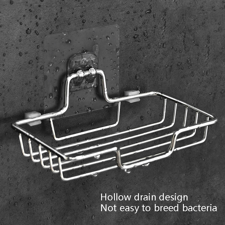 Stainless Steel Wall-Mounted Bathroom Soap Storage Rack, Style: Single Layer With Sticker, Single Layer With Sticker, Single Layer Curved With Sticker