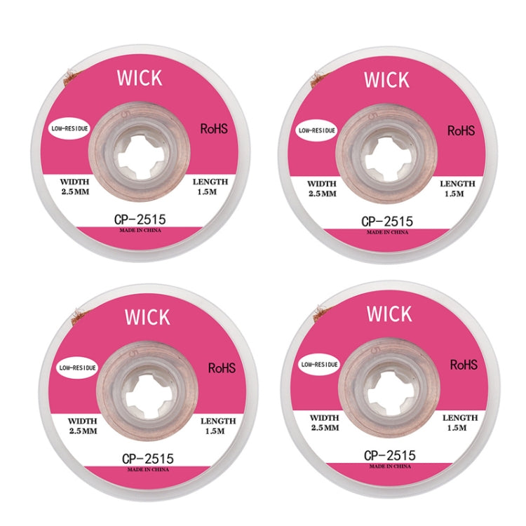 4 PCS Silk Wire Deficiency Tin With Low Residue Strip BGA To Remove Tin Welding Strip Electronic Maintenance Welding Material, CP-2015 2.0mm x 1.5m, CP-2515 2.5mm x 1.5m, CP-3015 3.0mm x 1.5m, CP-3515 3.5mm x 1.5m