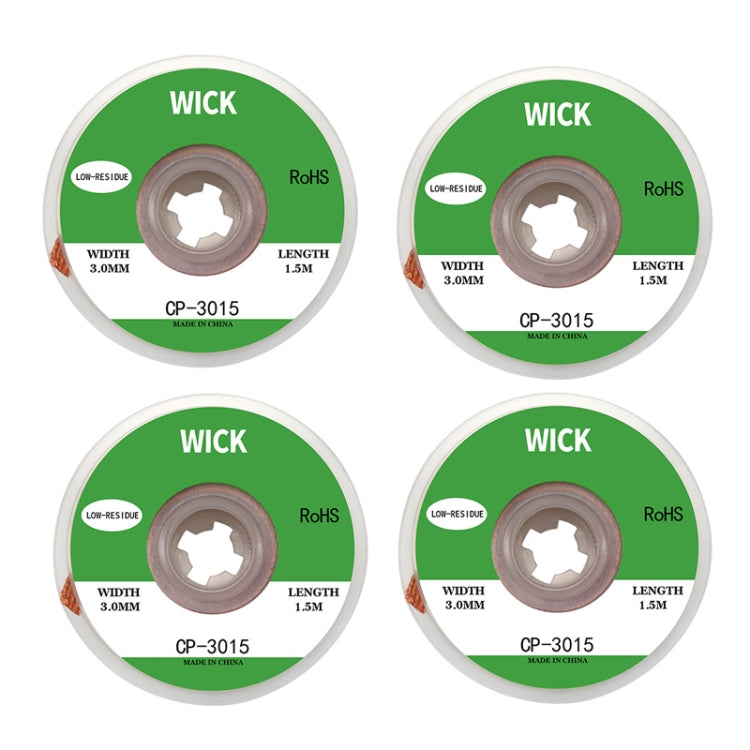 4 PCS Silk Wire Deficiency Tin With Low Residue Strip BGA To Remove Tin Welding Strip Electronic Maintenance Welding Material, CP-2015 2.0mm x 1.5m, CP-2515 2.5mm x 1.5m, CP-3015 3.0mm x 1.5m, CP-3515 3.5mm x 1.5m