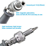 180 Degree 6.35mm Alloy Elbow Ratchet Screwdriver Set With 10 Screwdriver Bits, LT001