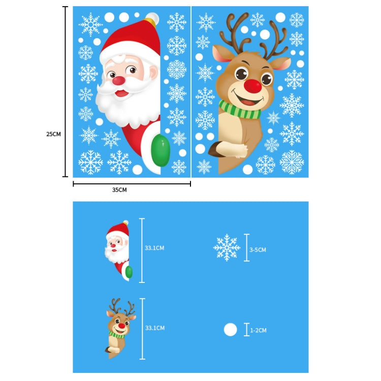 1set Christmas Window Grille Sticker Santa Claus Elk Glass Window Decoration, XC008, XC009, BQ027