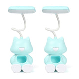 2 PCS FY6601 Cartoon Pen Holder Reading Desk Lamp LED Eye Protection Dormitory Student Bedroom Lamp, Pink, Blue, Green Green