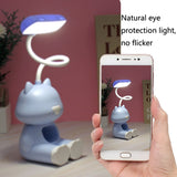 2 PCS FY6601 Cartoon Pen Holder Reading Desk Lamp LED Eye Protection Dormitory Student Bedroom Lamp, Pink, Blue, Green