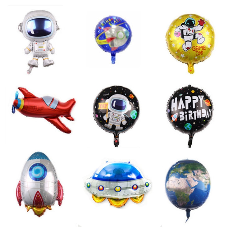 10 PCS Space Aluminum Film Balloon Children Decorate Birthday Party Decoration Balloons,Style:, Golden Space Man, Double-sided Space Man, Round Rocket, Space Rocket, Astronaut, Earth, Retro Plane, Universe, Space Birthday, Blue