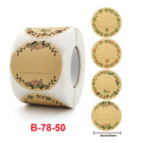 Rolled Handwritten Kraft Paper Sticker Gift Wedding Baking Decoration Label, 2 Inch / 50mm