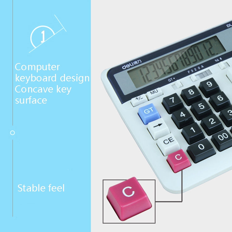 Deli 2135 Computer Keyboard Calculator Big Button Bank Office Finance Accounting Solar Calculator, 2135