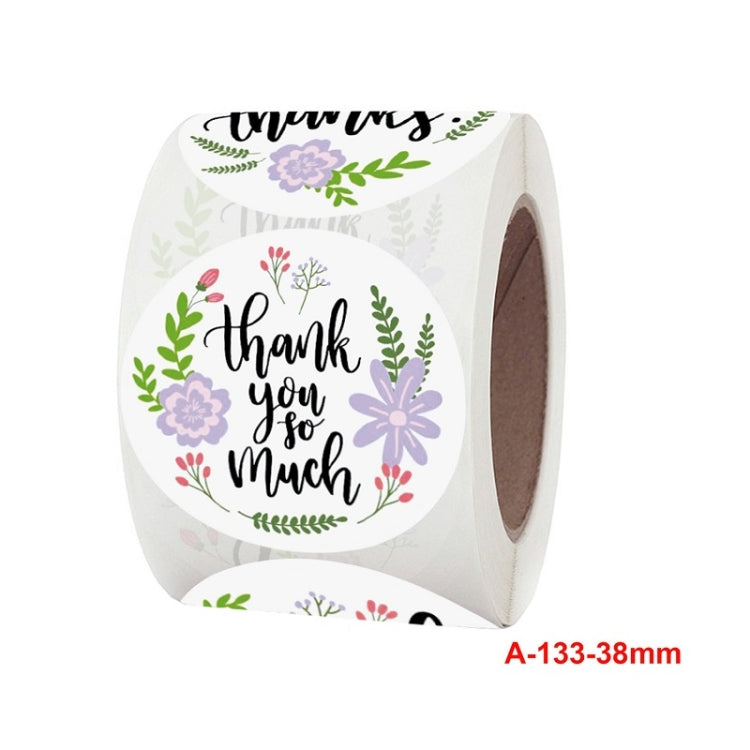 Roll Floral Thank You Sticker Birthday Party Gift Packaging Label, 38mm / 1.5 Inch