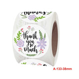 Roll Floral Thank You Sticker Birthday Party Gift Packaging Label, 38mm / 1.5 Inch