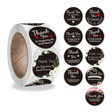 Round Thank You Sticker Floral Decoration Gift Envelope Sealing Sticker, 2.5cm / 1 Inch