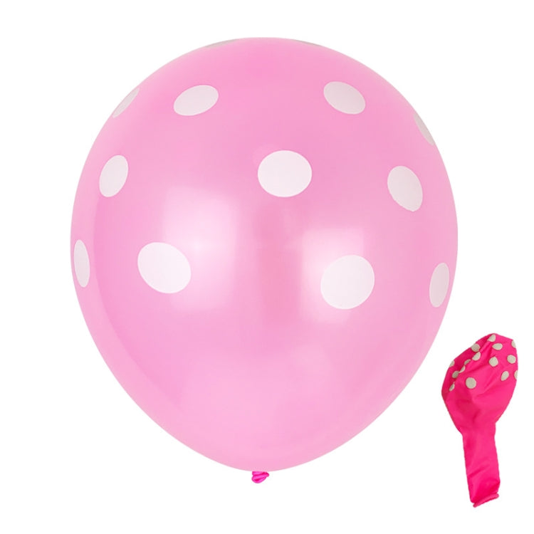 100 PCS FY-10280 12 Inch Dot Party Decorative Balloon Wedding Scene Arrangement Latex Balloon, Black White Dot, Green White Dot, Pink White Dot, Red White Dot, Deep Blue White Dot, Light Blue White Dot, Yellow White Dot, Rose Red White Dot             ... Pink White Dot
