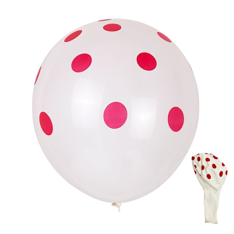 100 PCS FY-10280 12 Inch Dot Party Decorative Balloon Wedding Scene Arrangement Latex Balloon, Black White Dot, Green White Dot, Pink White Dot, Red White Dot, Deep Blue White Dot, Light Blue White Dot, Yellow White Dot, Rose Red White Dot             ... White Red Dot