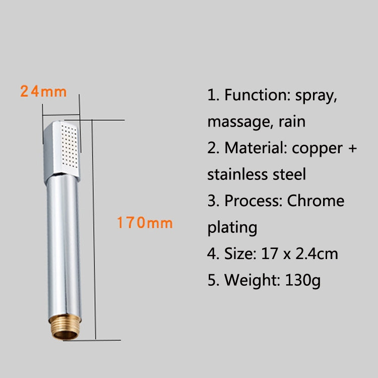 Brass Stainless Steel Hand-Held Pressurized Shower Head, Square, Round