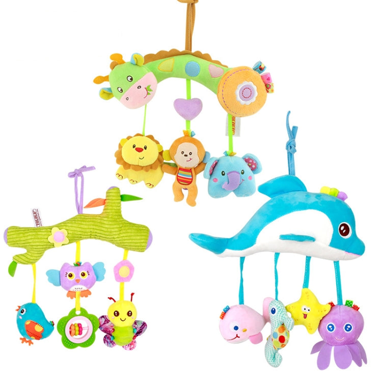 Baby Toys 0-1 Year Old Animal Bed Bells Soothing Plush Toys Baby Rattles Baby Carriage Hanging, A Crossbar - Deer, B Crossbar - Dolphins, C Crossbar - Birds