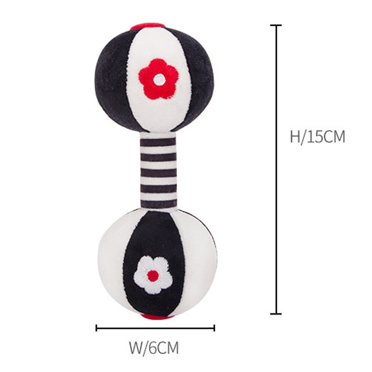 TOLOLO 1 Pair Baby Vision Training Early Educational Toy Newborn Chasing Black And White Sand Hammer Dumbbell Baby Rattle, T168263-2