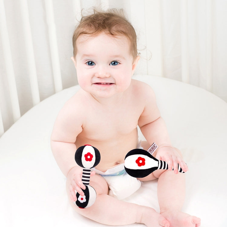 TOLOLO 1 Pair Baby Vision Training Early Educational Toy Newborn Chasing Black And White Sand Hammer Dumbbell Baby Rattle, T168263-2