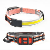 Large Flush COB Headlight Outdoor Camping SMD Headlight, Style:, Rechargeable, Dry Battery, Rechargeable+4 Buckles
