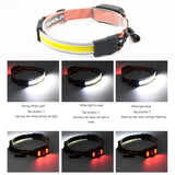 Large Flush COB Headlight Outdoor Camping SMD Headlight, Style:, Rechargeable, Dry Battery, Rechargeable+4 Buckles