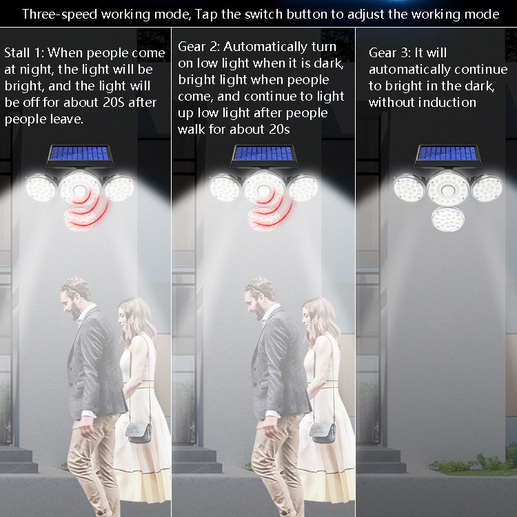 TG-TY051 4-Head Rotatable Solar Wall Light Body Sensor Outdoor Garden Waterproof Corridor Garden Lighting Street Light, Spec:, 141 LED